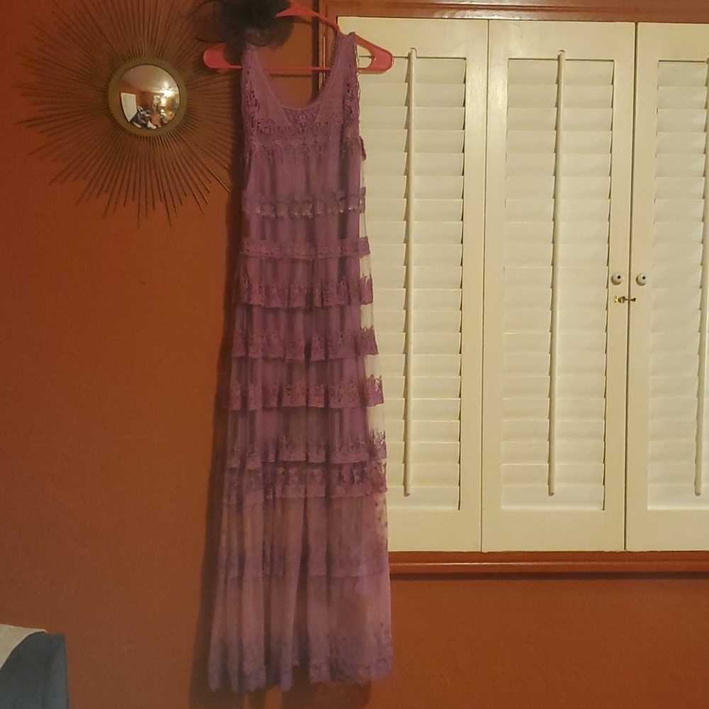 Purple dress w/ embroidered overlay VINTAGE